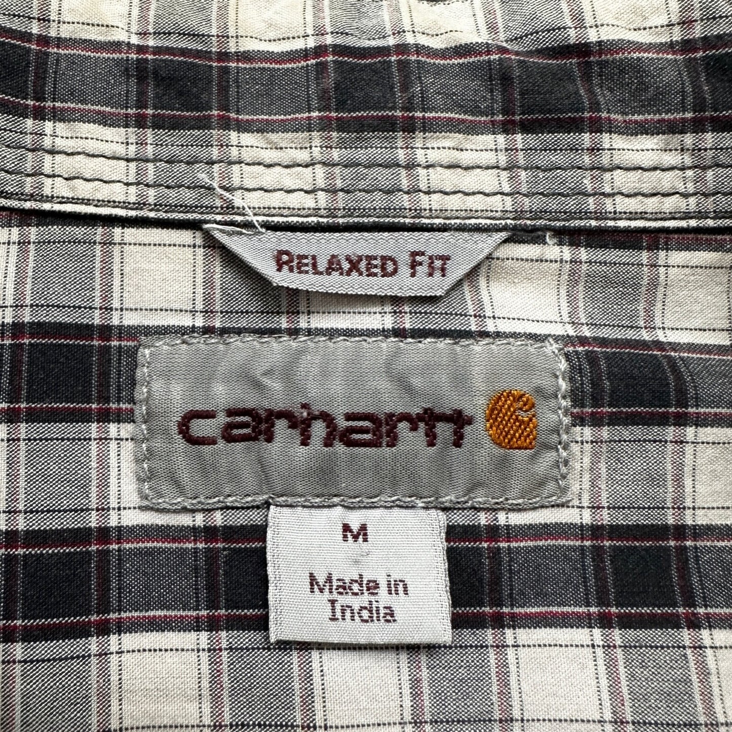 Carhartt Mens Plaid Relaxed Fit Short Sleeve Button Down Work Shirt Size M VTG