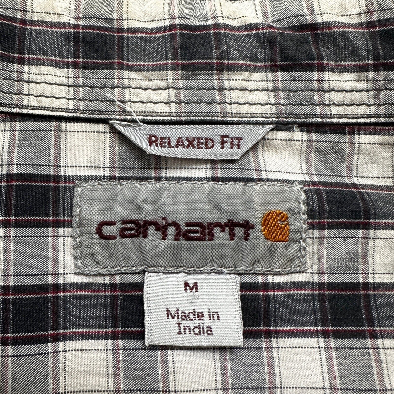 Carhartt Mens Plaid Relaxed Fit Short Sleeve Button Down Work Shirt Size M VTG