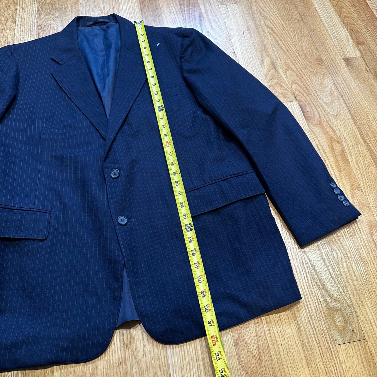 1960s 1970s Navy USA Sport Jacket VTG Mens Suit 46 Rockabilly Stripe Plaid