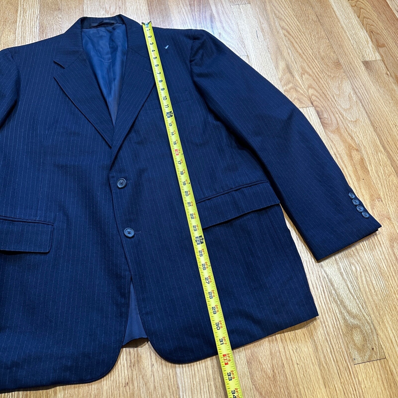 1960s 1970s Navy USA Sport Jacket VTG Mens Suit 46 Rockabilly Stripe Plaid