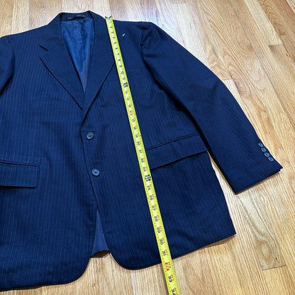 1960s 1970s Navy USA Sport Jacket VTG Mens Suit 46 Rockabilly Stripe Plaid
