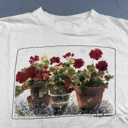 Oneita Flowers VTG T Shirt Art Deco Art Painting Photograph Aesthetic Chill USA