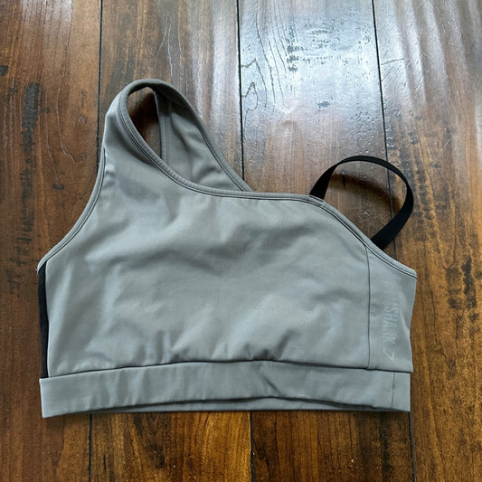 Gymshark Asymmetric Sports Bra Smokey Gray Black Light Support Size S No Pads