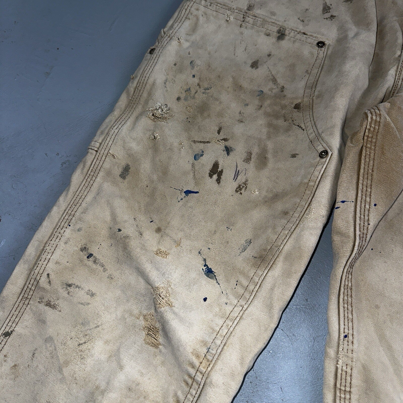Carhartt VTG Double Knee Carpenter Pants USA B01 Brown Thrashed 34x34 Act 32x32