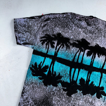 Hawaii AOP Stars 90s VTG T Shirt Hanes Palm Trees Kona Splatter Tye Dye Rare
