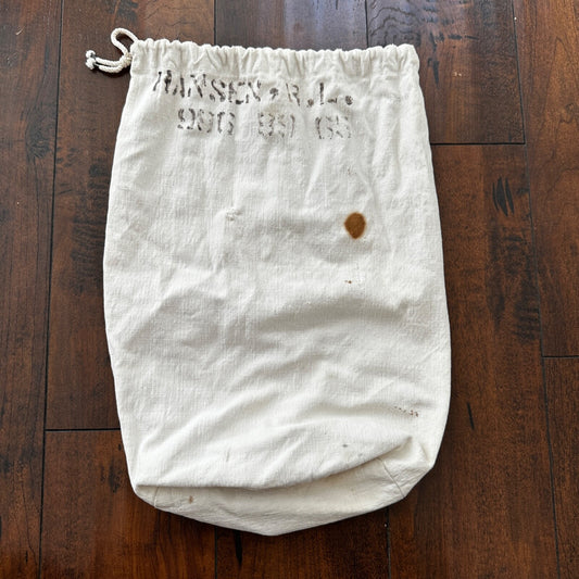 VTG WWII Canvas Garment Laundry Bag White Military Denim 1940s 40s 50s Stencil