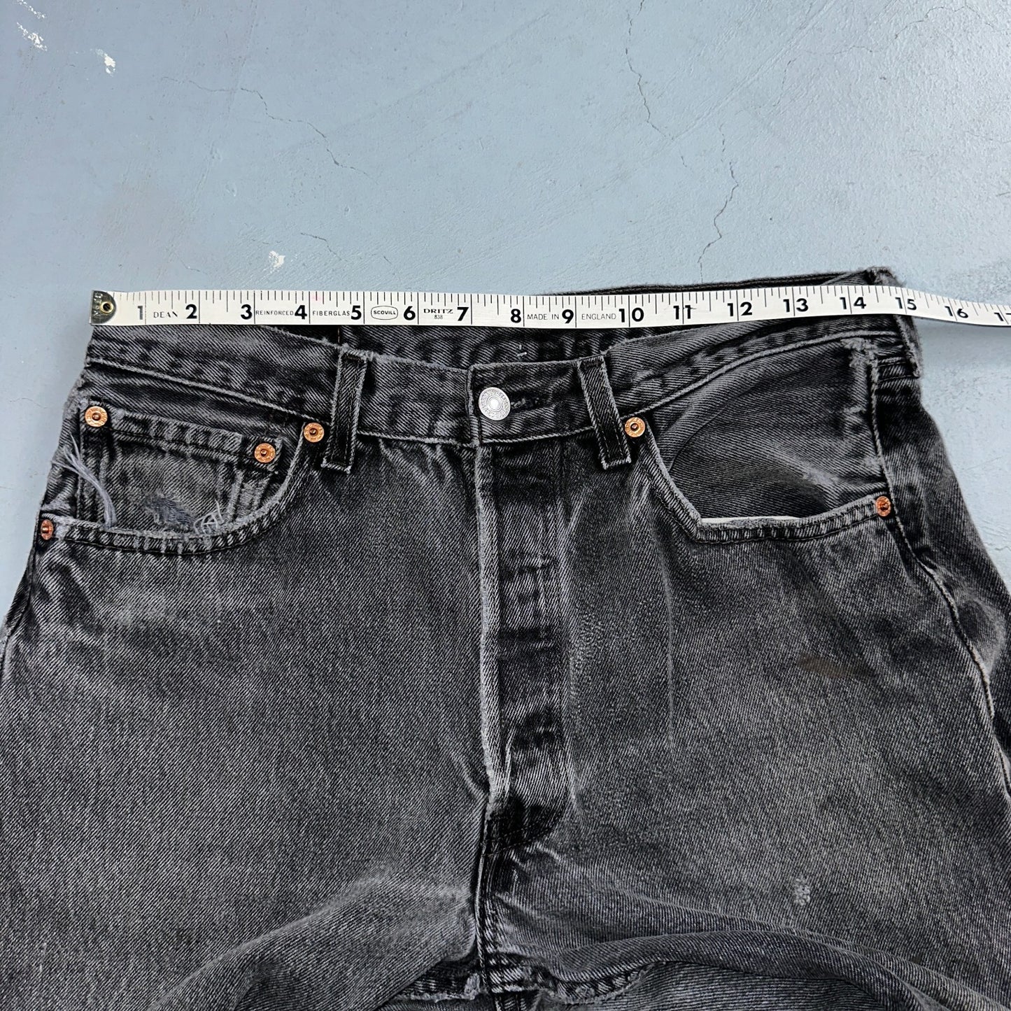 Levis 501 Vintage 90s USA XX Straight Leg Jeans Black Med Wash 32x32 Act 30x30