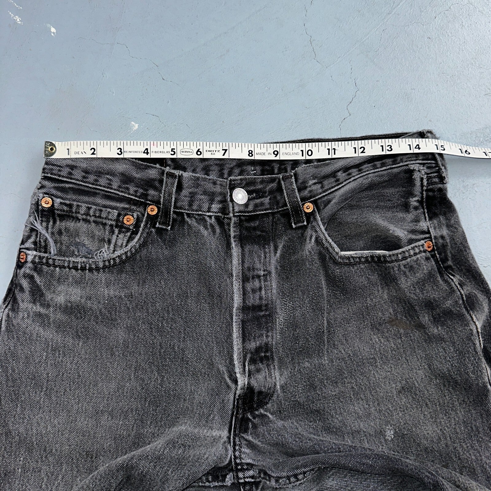 Levis 501 Vintage 90s USA XX Straight Leg Jeans Black Med Wash 32x32 Act 30x30