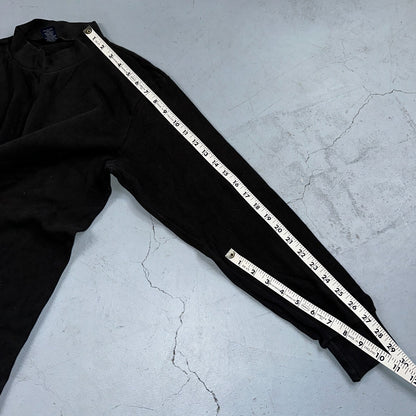 Lands End Black USA VTG T Shirt Single Stitch Long Sleeve Mock Neck Rare 90s