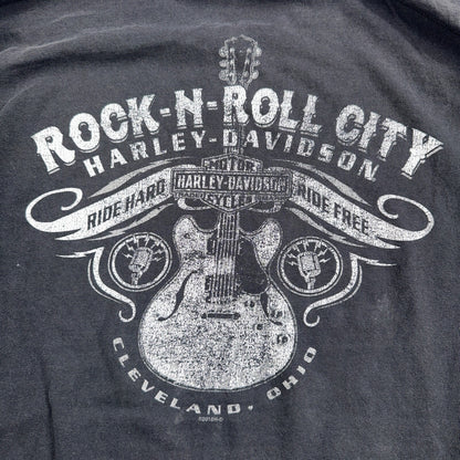 Harley Davidson Y2K Long Sleeve Grunge VTG T Shirt Cleveland Ohio Music 2000s