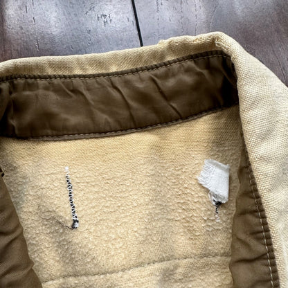 VTG Beige Shirt Mens L Cowboy Tan Chamois Flannel Button Up Pockets 80s