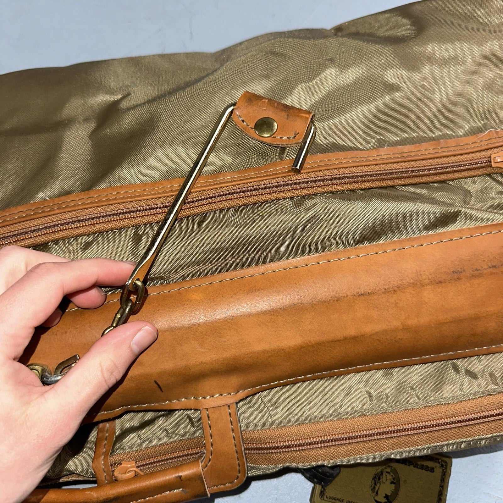 VTG Hartmann Garment Suit Bag Carry On Leather & Nylon 25x40 Luggage Hang up