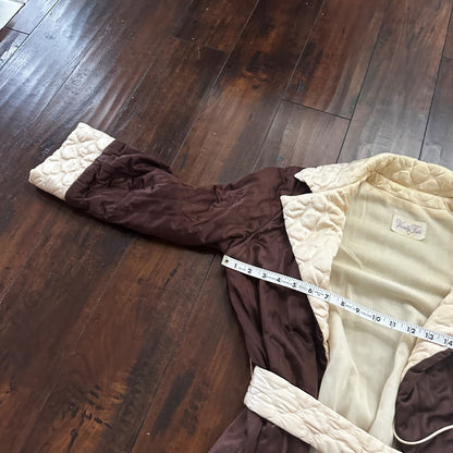 VTG Mod Brown VANITY FAIR Wrap NYLON Peignoir Robe Nightgown Gown