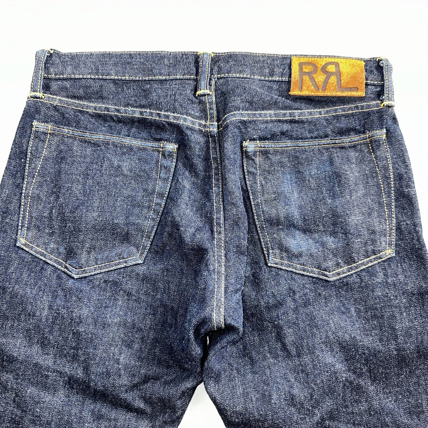 Double RL RRL Men’s Blue Denim Selvedge Jeans Slim Redline USA 31x32 Dark!