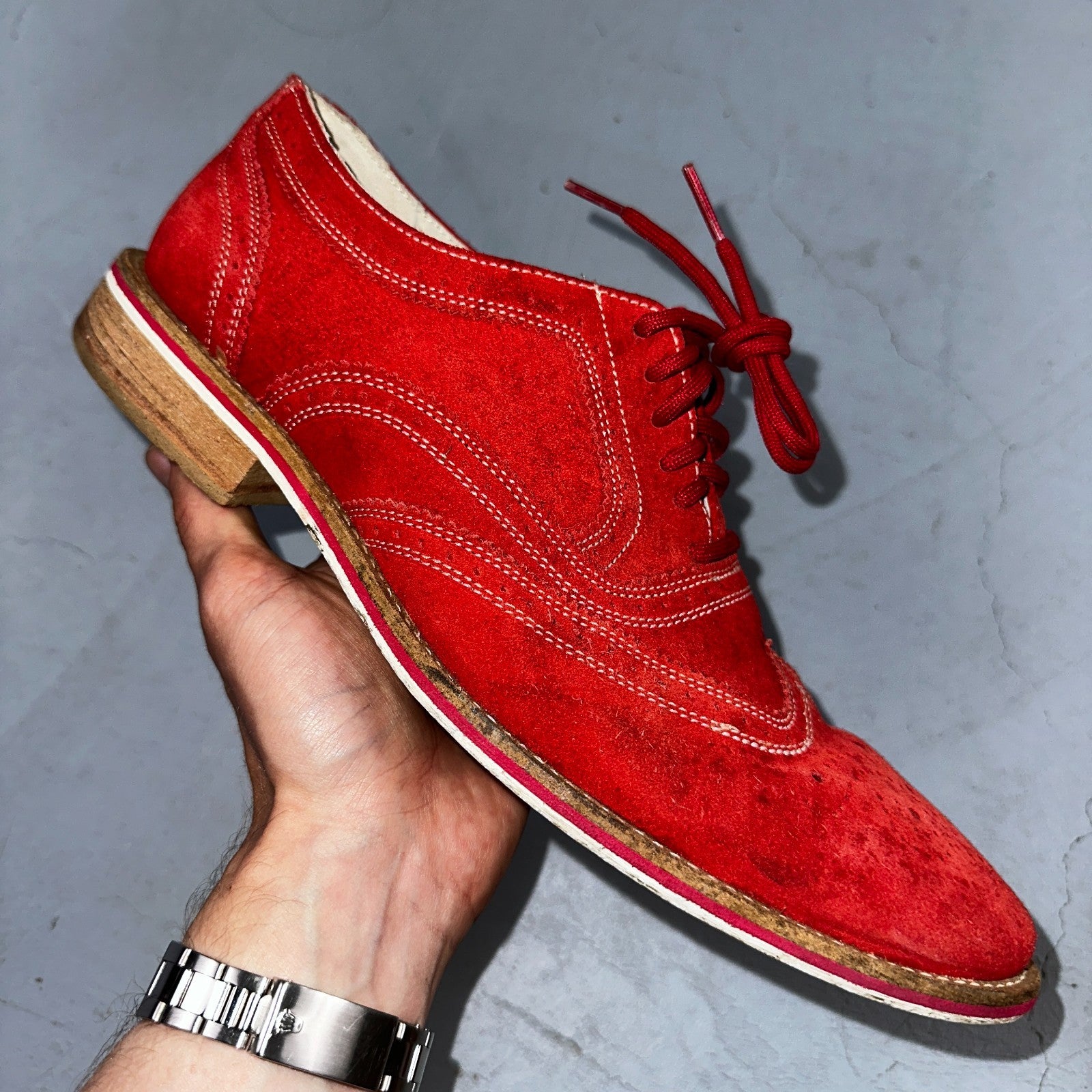 Giorgio Brutini Men's Oxford Suede Wing Tip Red Dress Shoes Men's 9 Nice