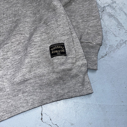 Russell Athletic USA L Sweatshirt 90s VTG Crewneck Gray Basic Blank Quarter Zip