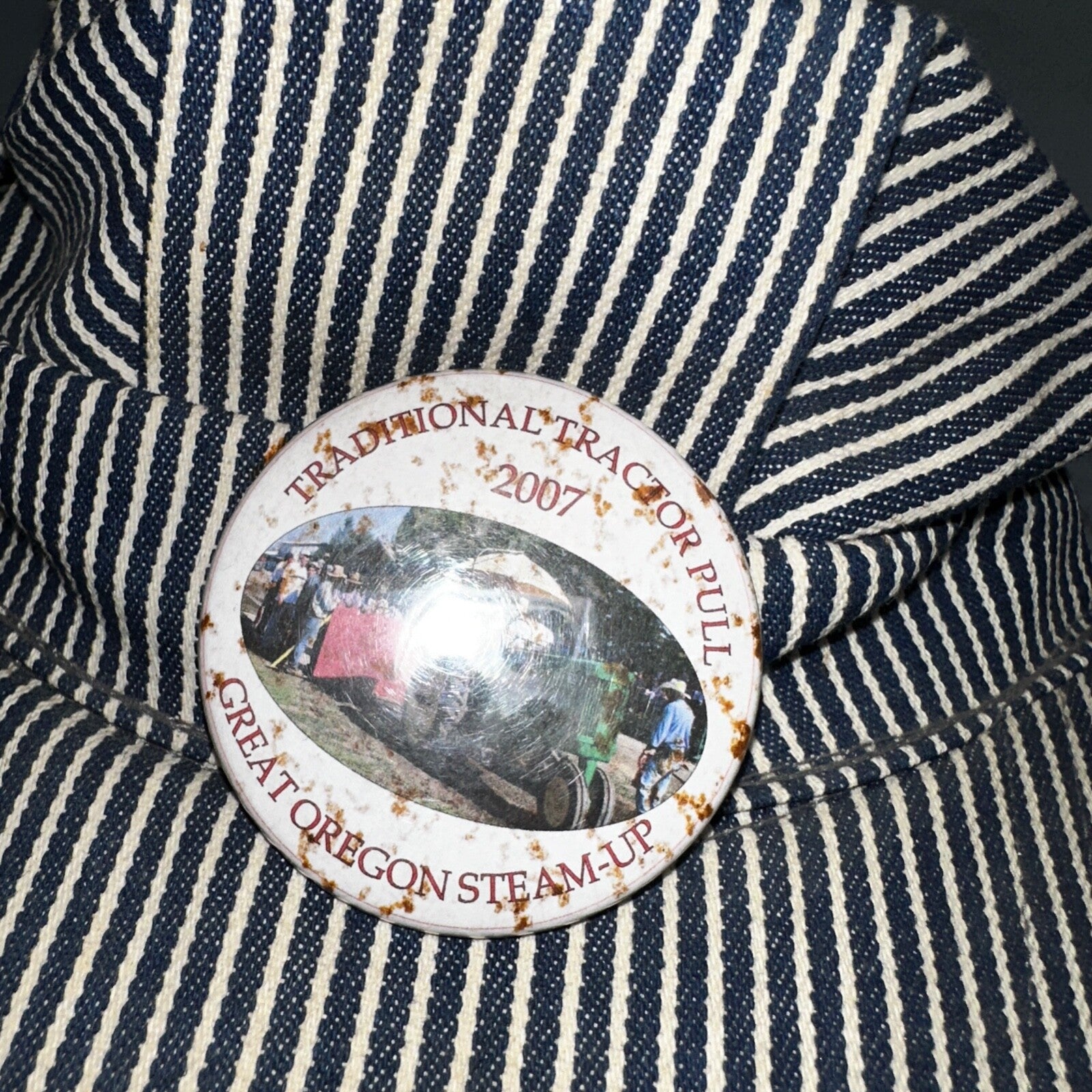 Conductor USA VTG Hat Cap Snapback Hat White Pinstripe XL Travel Cool Look Pin