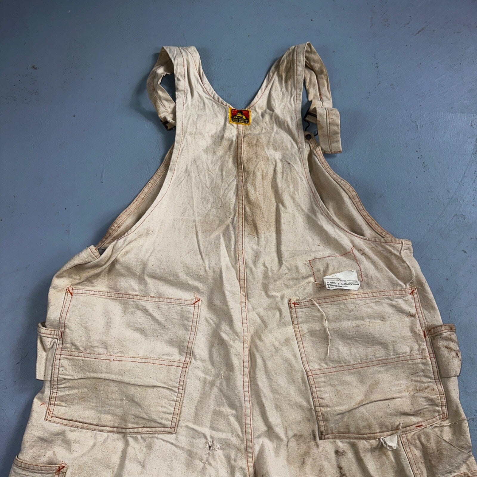 Ben Davis Vintage 60s Yellow Tag Canvas Overalls Pants Union 1960s USA Thrashed