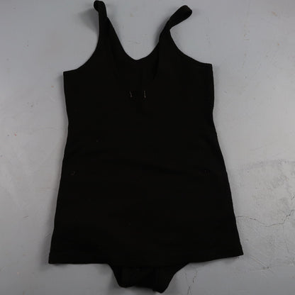 Antique 1920s Black Solid Wool Bathing Suit Women Swimsuit Art Deco 20s 30s