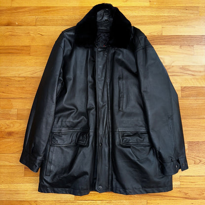 Michael Lawrence 100% Leather Jacket Coat-Quilted -Black-Very Soft-Men's XL VTG