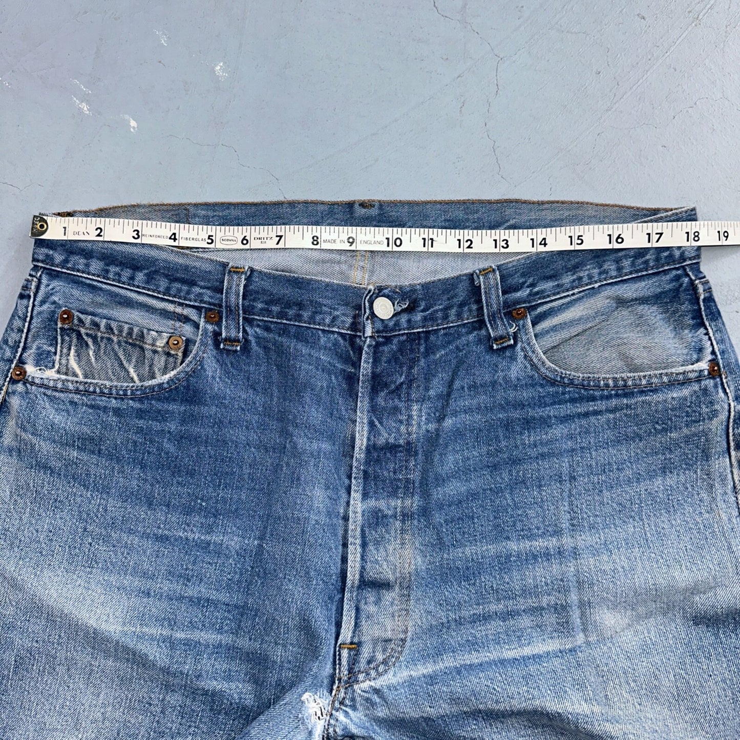 Levis 501 Vintage 80s Redline Selvedge USA XX Jeans Light Wash 40x34 Act 36x28