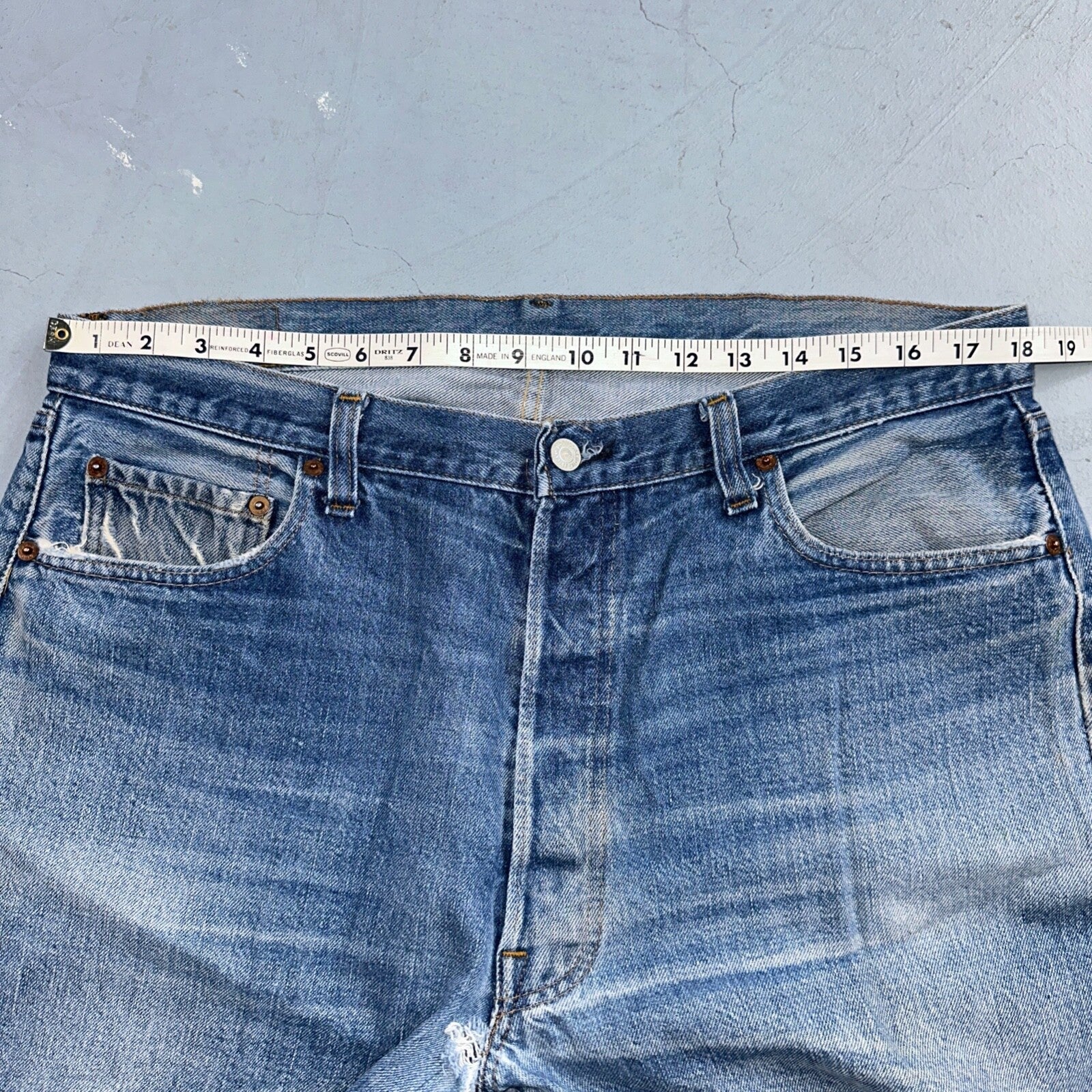 Levis 501 Vintage 80s Redline Selvedge USA XX Jeans Light Wash 40x34 Act 36x28