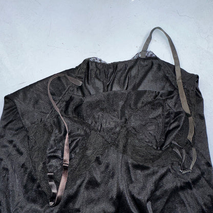 Vintage 1970s Kayser Lingerie Slip Dress Sleepwear Full Sweep Nightgown Lace 70s