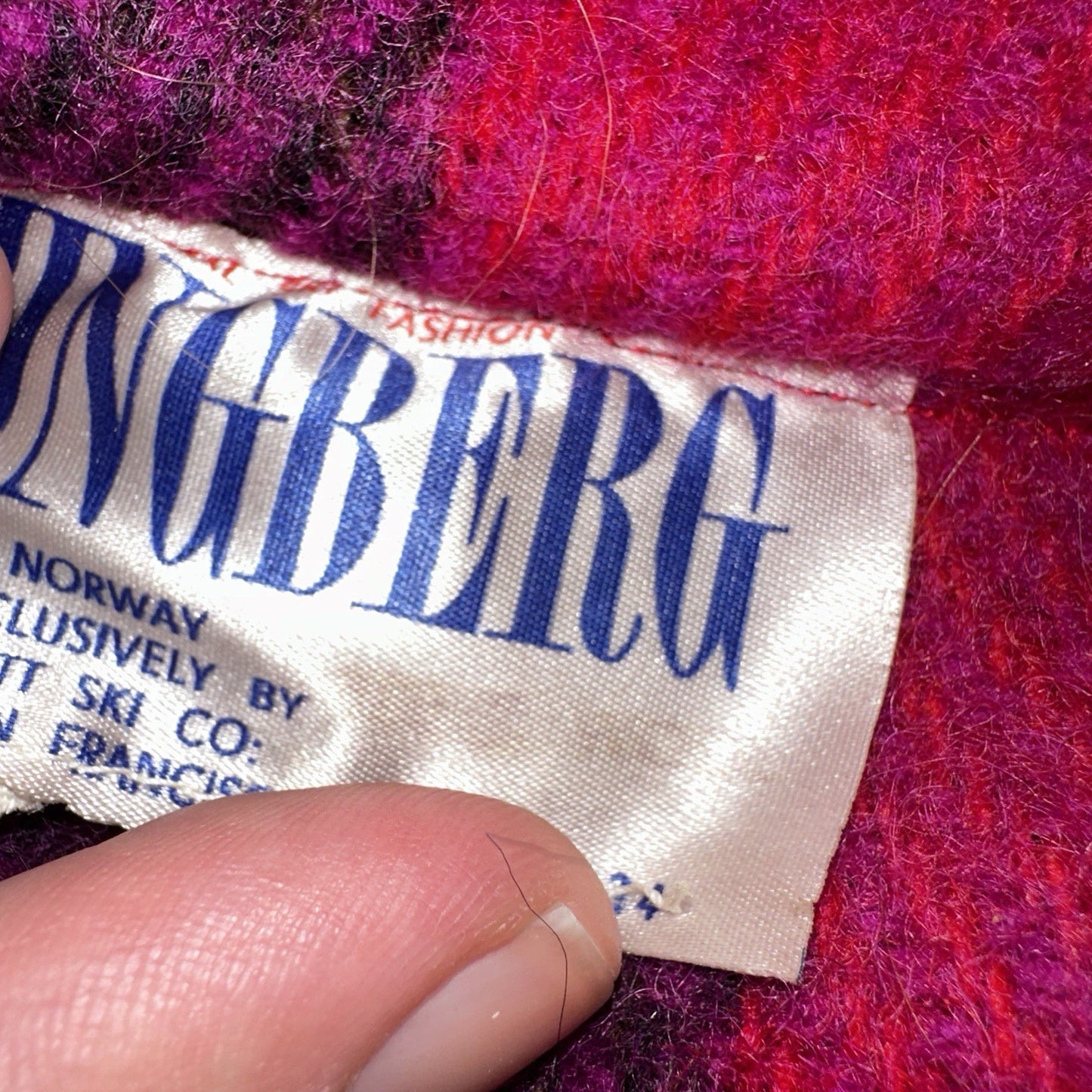 Ljungberg For Kjell Of Norway Womens Pink Striped Wool Vest Rockabilly VTG 60s