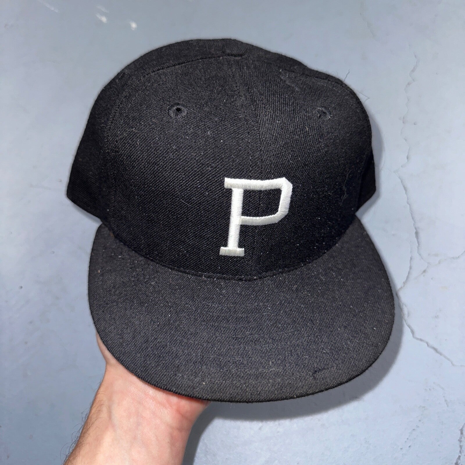VTG P Pittsburgh Pirates Hat Cap Men Black New Era Pro Model 80s USA Green Bill