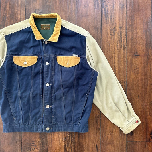 Vintage 80s Levi Style Canvas Jacket 40 Type 3 Trucker 70s Fun Colorblock 