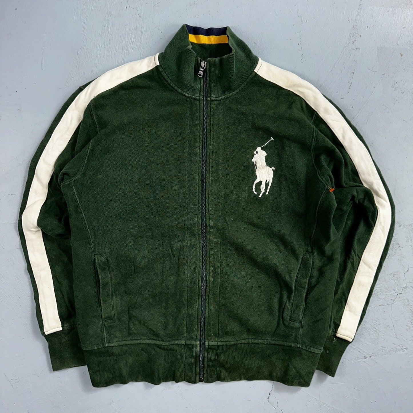 Polo Ralph Lauren VTG Track Jacket Mens Large Green Big Pony Cotton