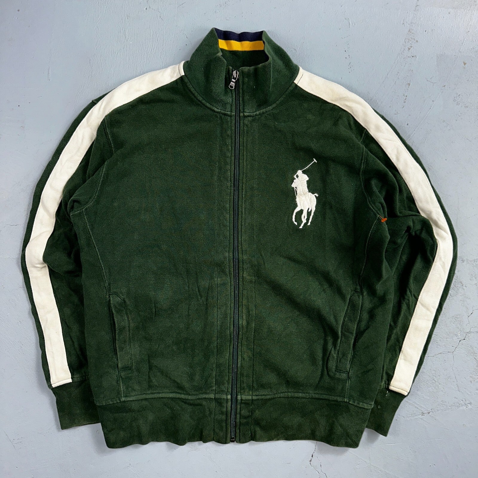 Polo Ralph Lauren VTG Track Jacket Mens Large Green Big Pony Cotton