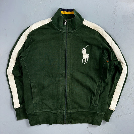 Polo Ralph Lauren VTG Track Jacket Mens Large Green Big Pony Cotton