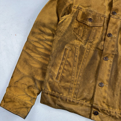 Filson x Levis Tin Cloth Trucker Jacket Men’s Small Tan Made In USA VTG Oil