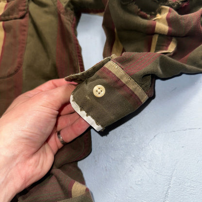 Tommy Hilfiger Mens Striped Shirt Vintage 90s Crest & Long Sleeves XL Has Holes