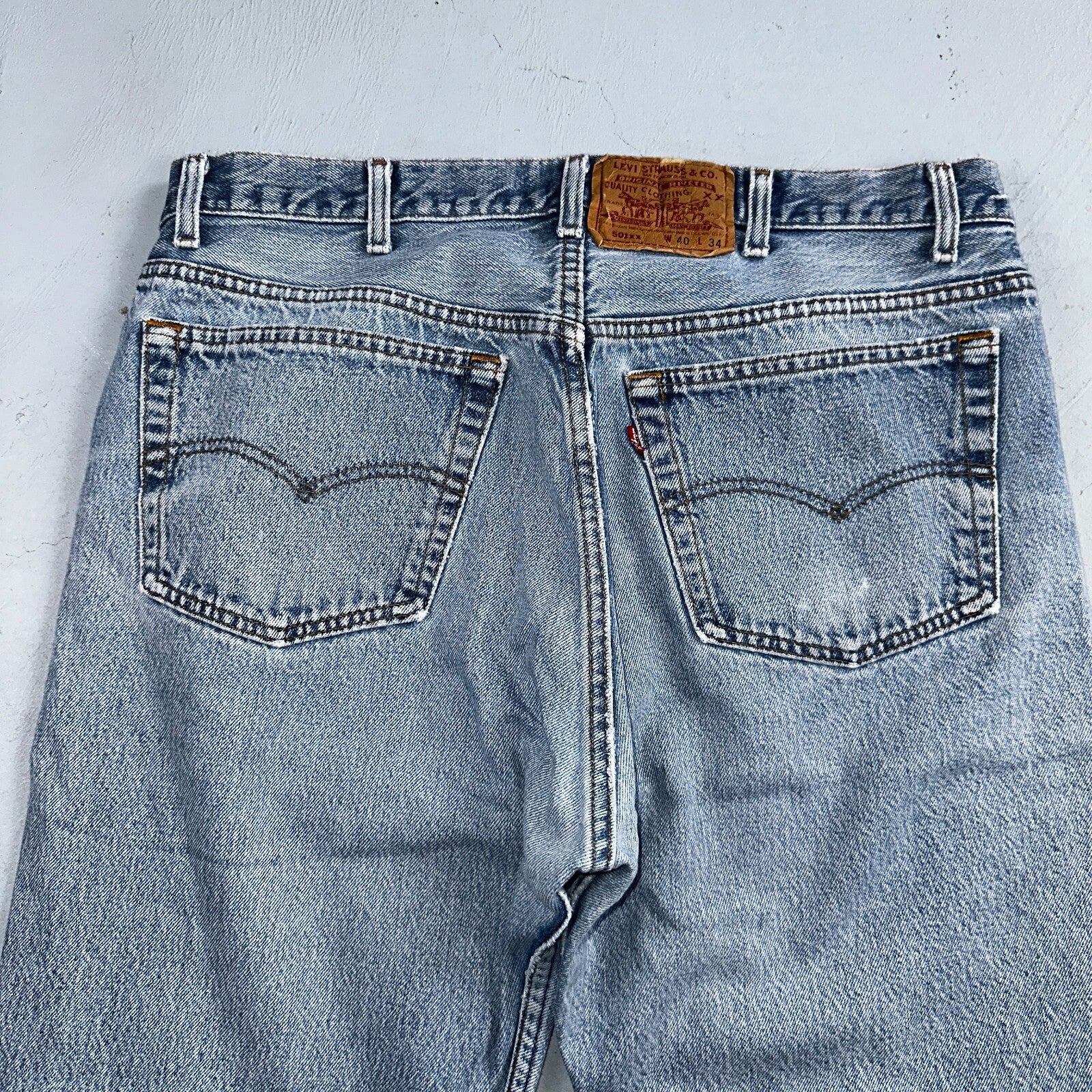 Levis 501 Vintage 90s USA XX Straight Leg Jeans Blue Light Wash 40x32 Act 35x29