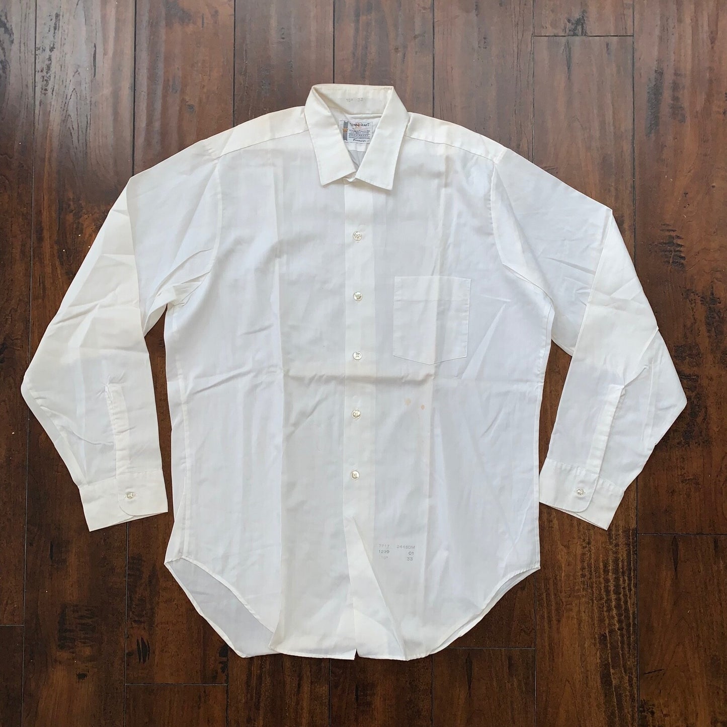 Towncraft basic White Vintage Button Down Shirt Penneys 60s 70s Sanforized