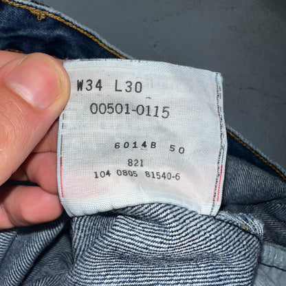 Levis 501 Vintage Y2K 90s XX Straight Leg Jeans Blue Med Wash 34X30 Act 33x30