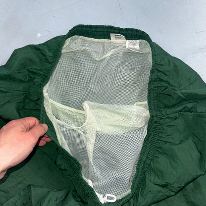 Nike Vintage Green Nylon Shorts Swoosh 2XL 90s White Tag 5” Inseam Running Swim