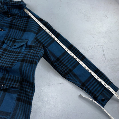 Pendleton Wool Coat Mackinaw VTG Hunting Jacket Blue Plaid Mens Large USA 80s