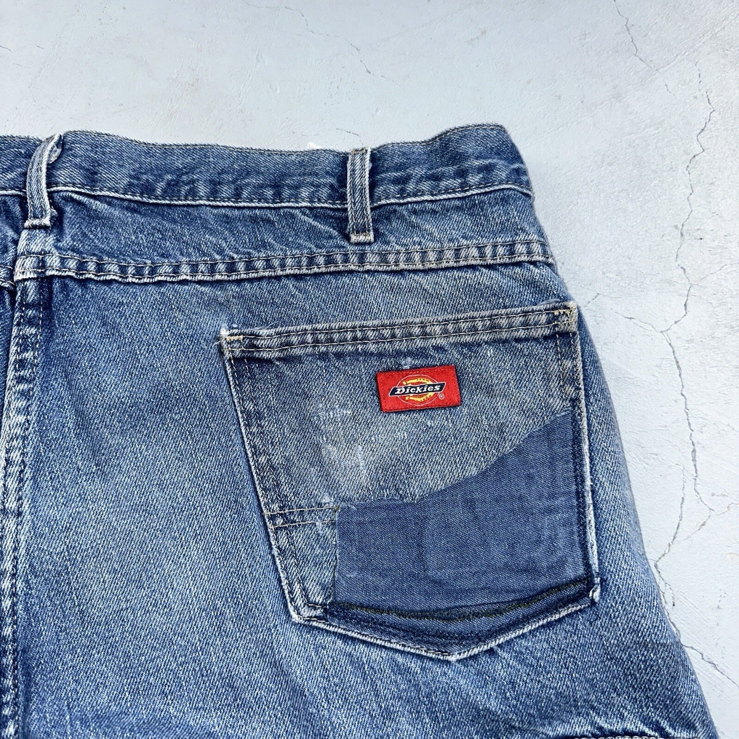Dickies Double Knee Faded Blue Jeans 40x30  Work Wear Skate Baggy Y2K Wide Leg