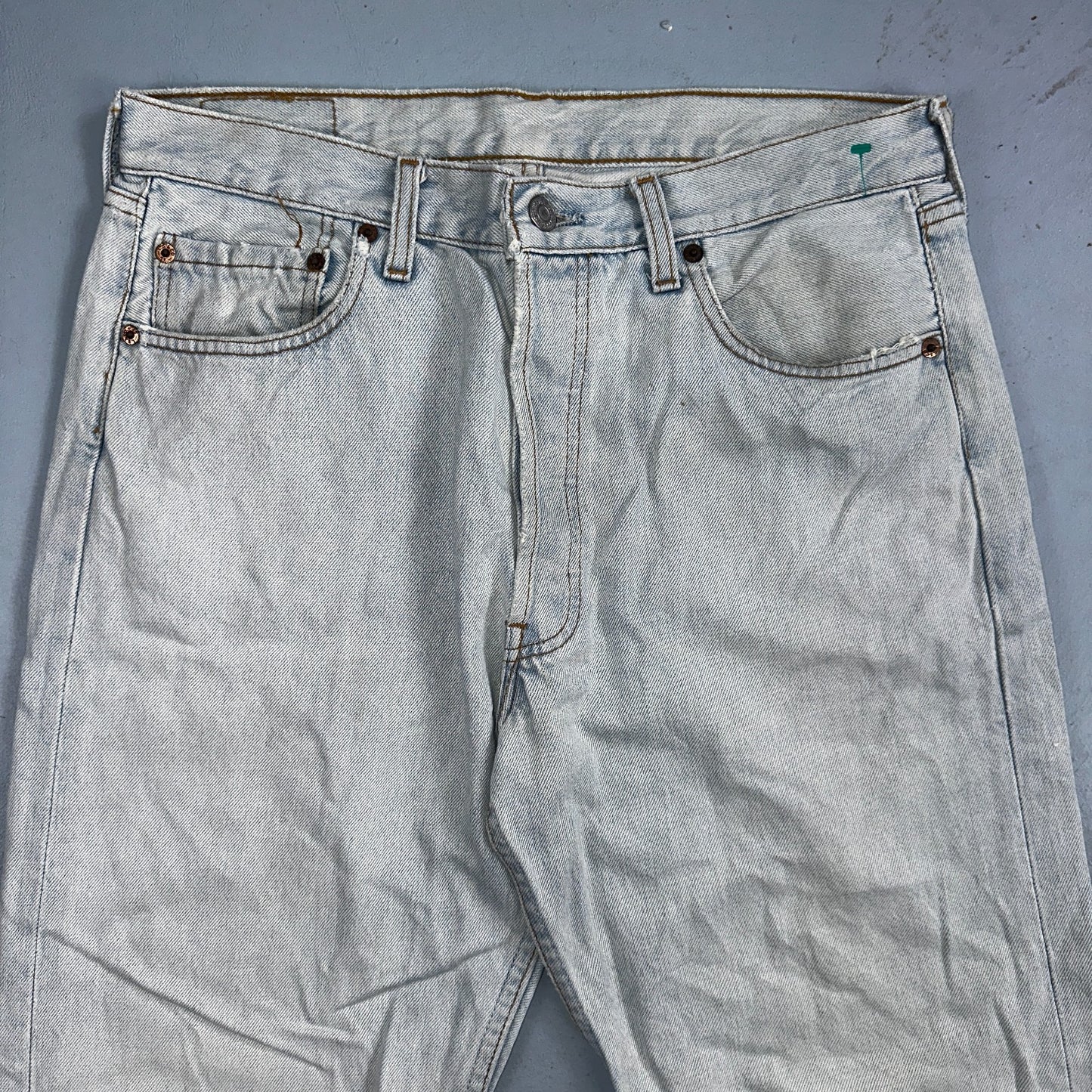 Levis 501 Vintage 90s Mexico Straight Leg Jeans Blue Light Wash 34x30 Act 31x29