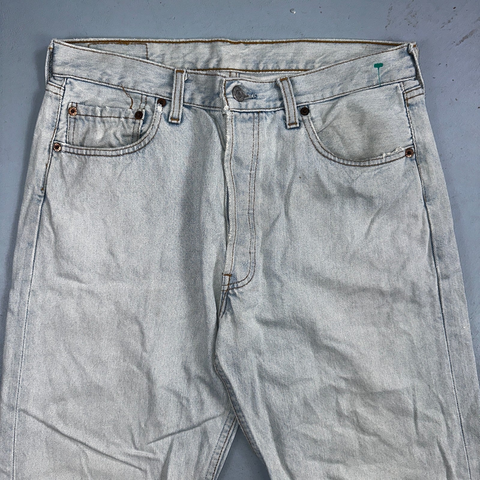 Levis 501 Vintage 90s Mexico Straight Leg Jeans Blue Light Wash 34x30 Act 31x29