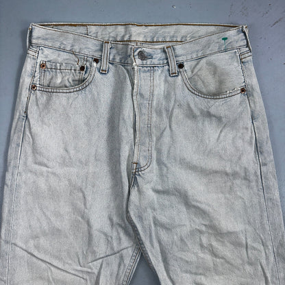 Levis 501 Vintage 90s Mexico Straight Leg Jeans Blue Light Wash 34x30 Act 31x29