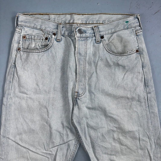 Levis 501 Vintage 90s Mexico Straight Leg Jeans Blue Light Wash 34x30 Act 31x29
