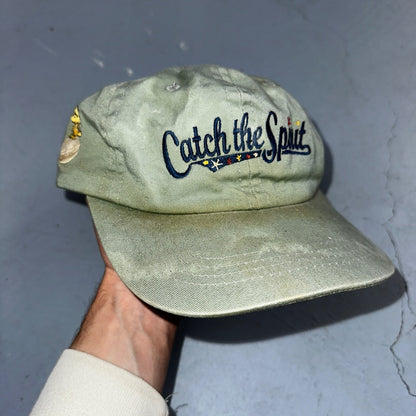 Catch The Spirit Snoopy VTG Hat Cap Snapback Green USGA Political Thrashed USED
