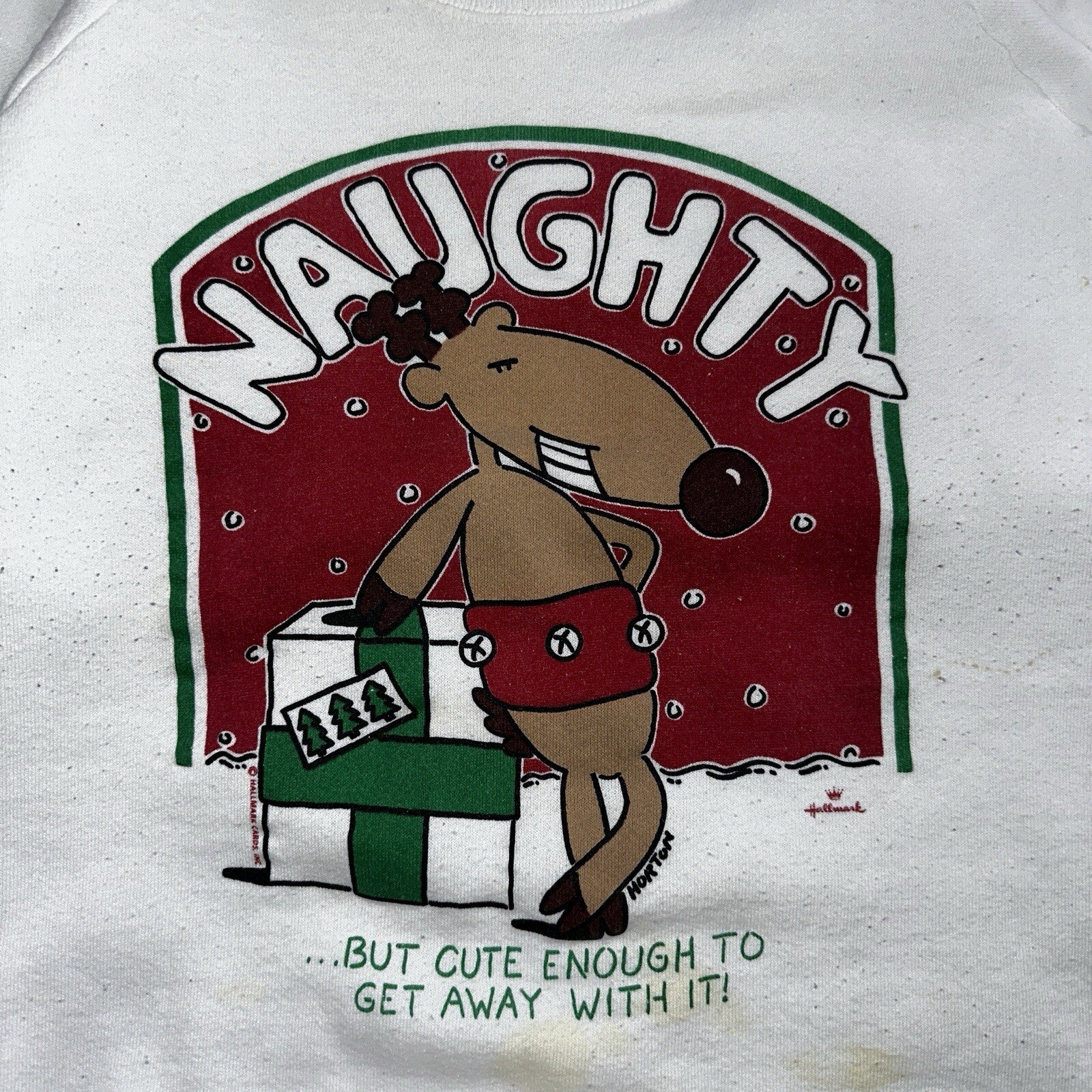 Vintage Hallmark Cards Horton Naughty Christmas Sweater Sz XL Sweatshirt Funny
