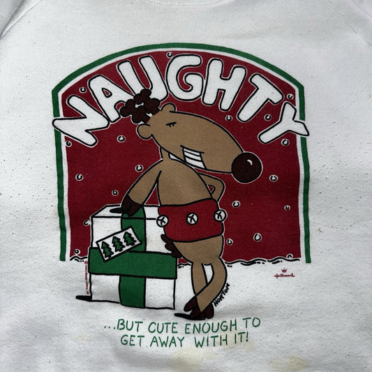 Vintage Hallmark Cards Horton Naughty Christmas Sweater Sz XL Sweatshirt Funny