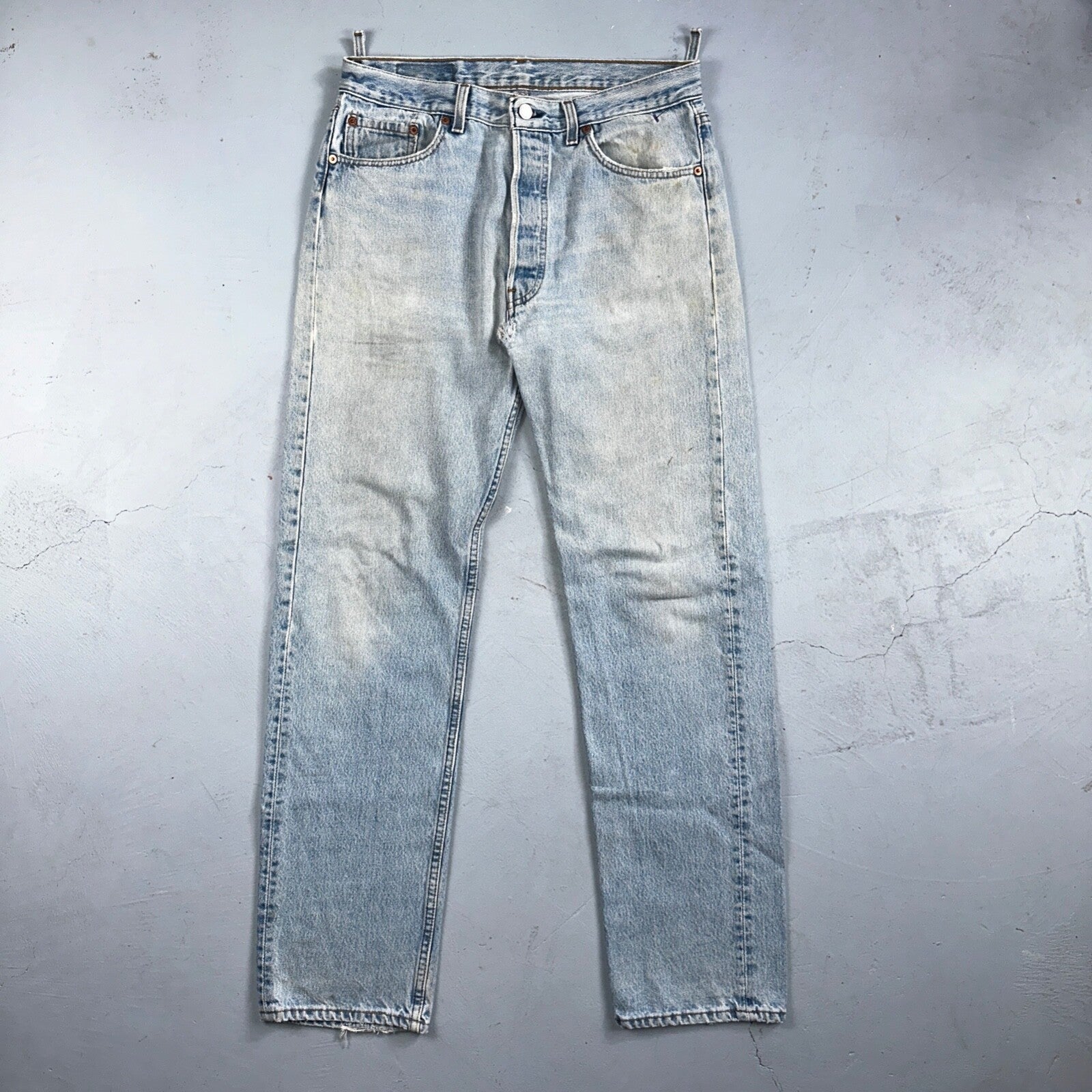 Levis 501 Vintage 90s USA XX Straight Leg Jeans Blue Light Wash 34x34 Act 32x32