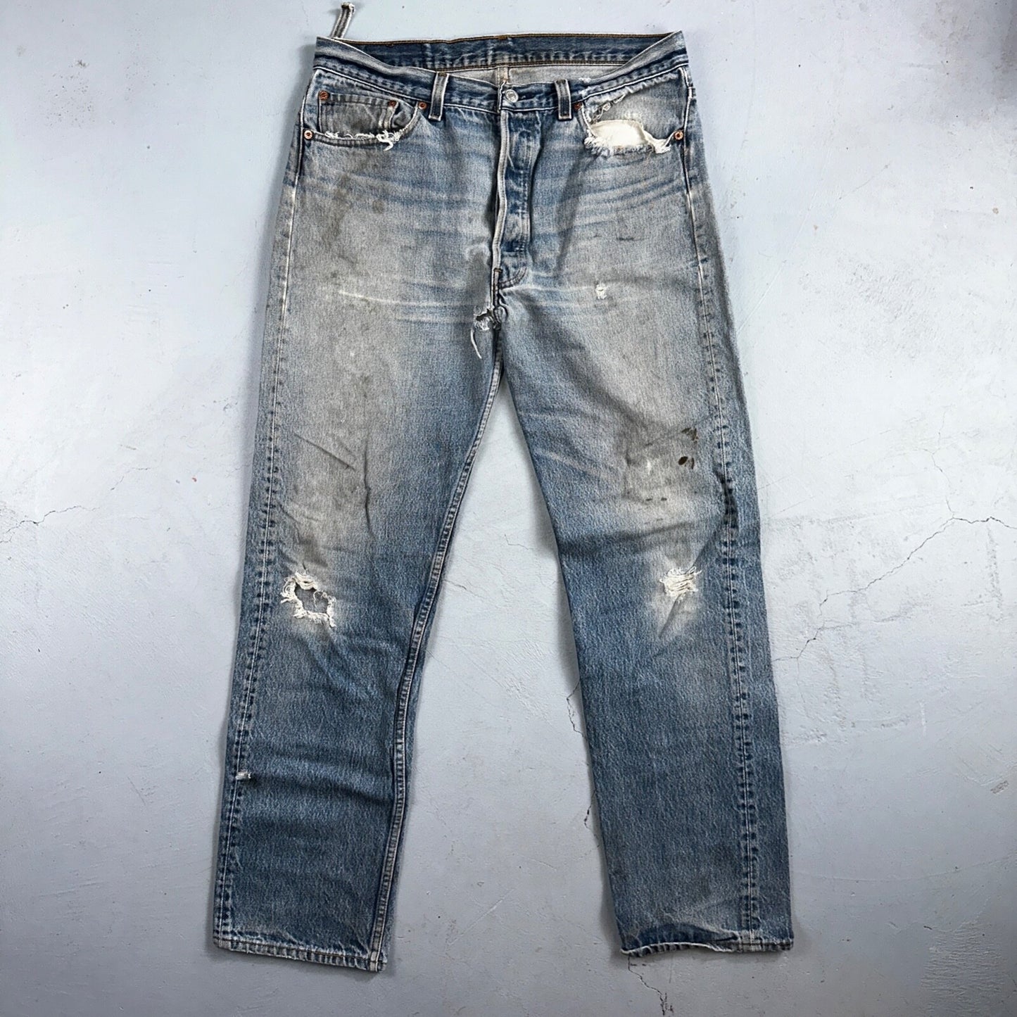 Levis 501 Vintage 90s USA XX Straight Leg Jeans Blue Thrashed 36x36 Act 33x31
